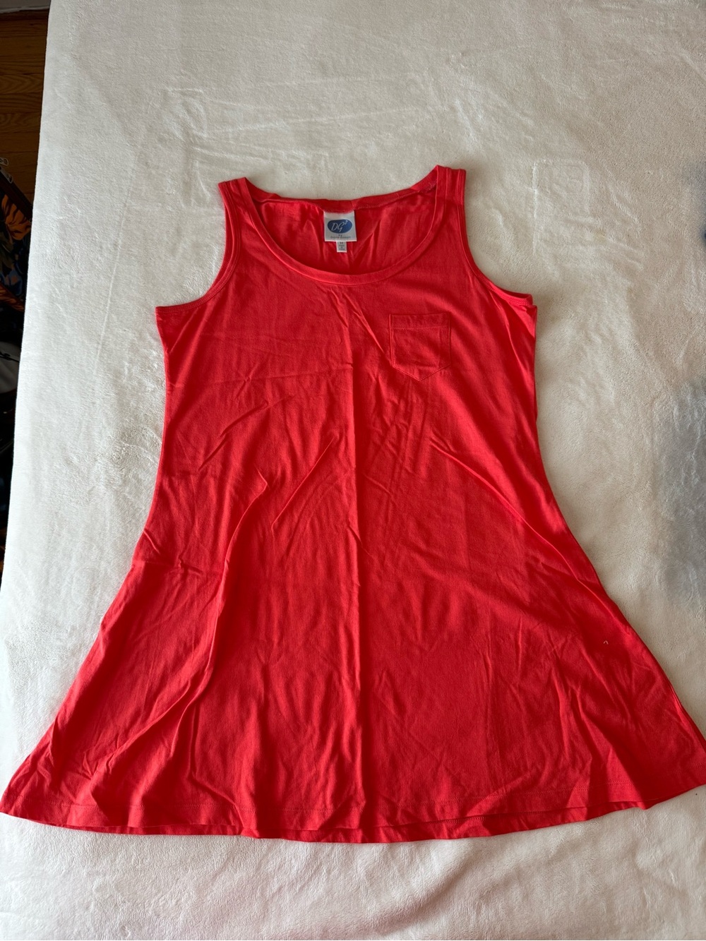 DG2 Coral Red Tunic Tank Flared Swing Top 100% Cotton